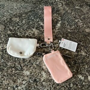lululemon athletica Pink and White Key & Card Holder Wristlet Set